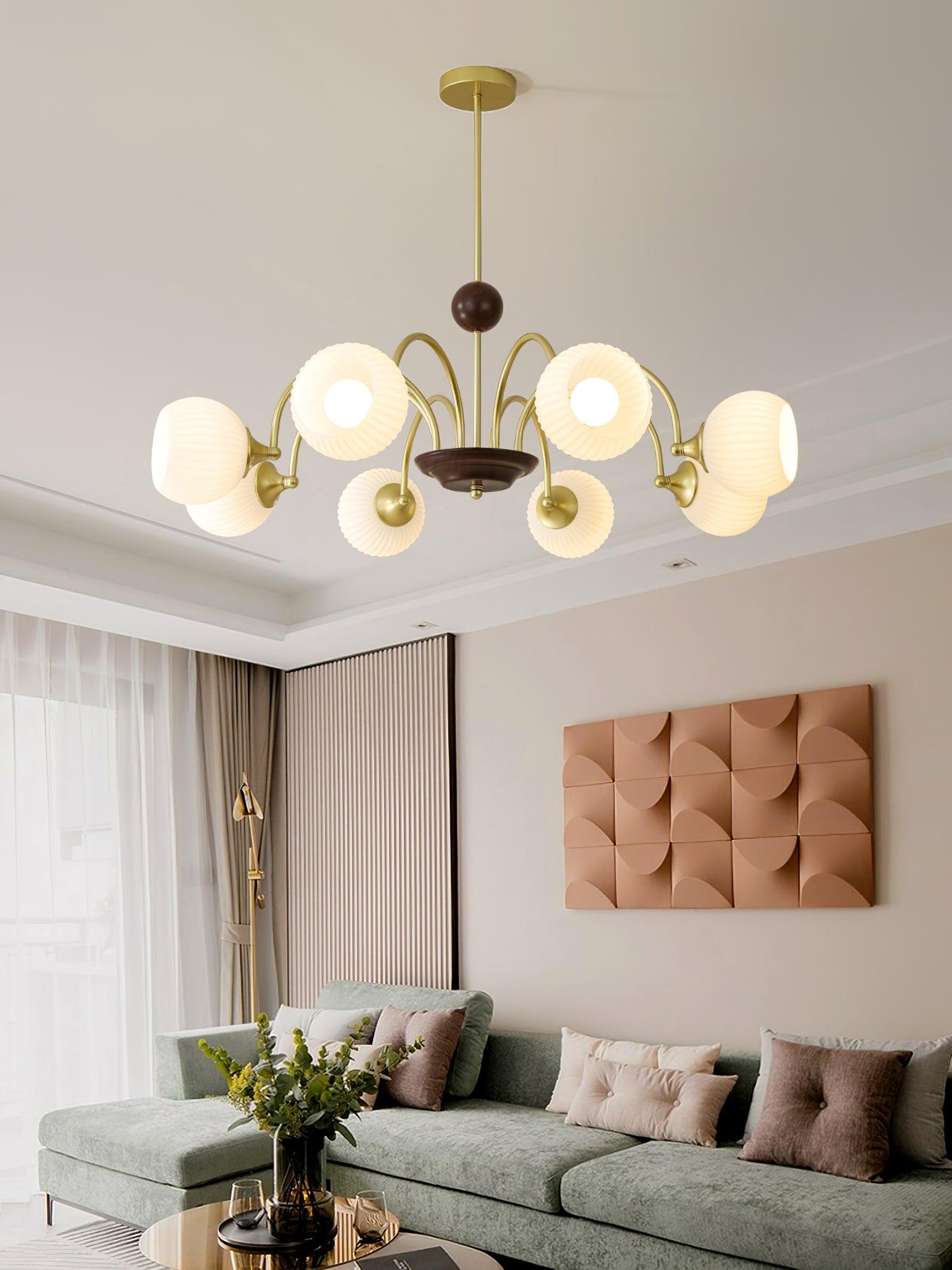 Sculptural Glass Ribbed Chandelier - Blowlighting