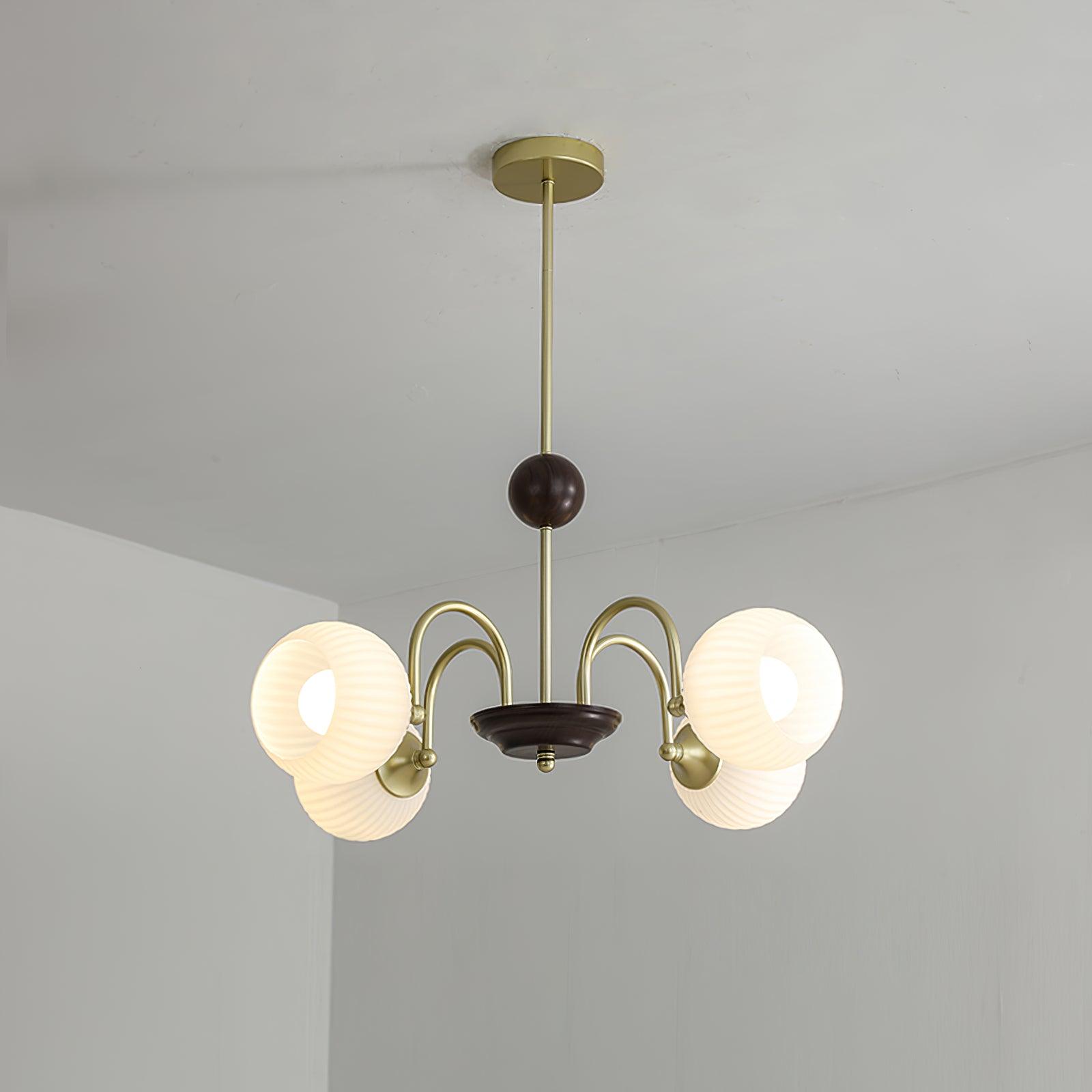 Sculptural Glass Ribbed Chandelier - Blowlighting