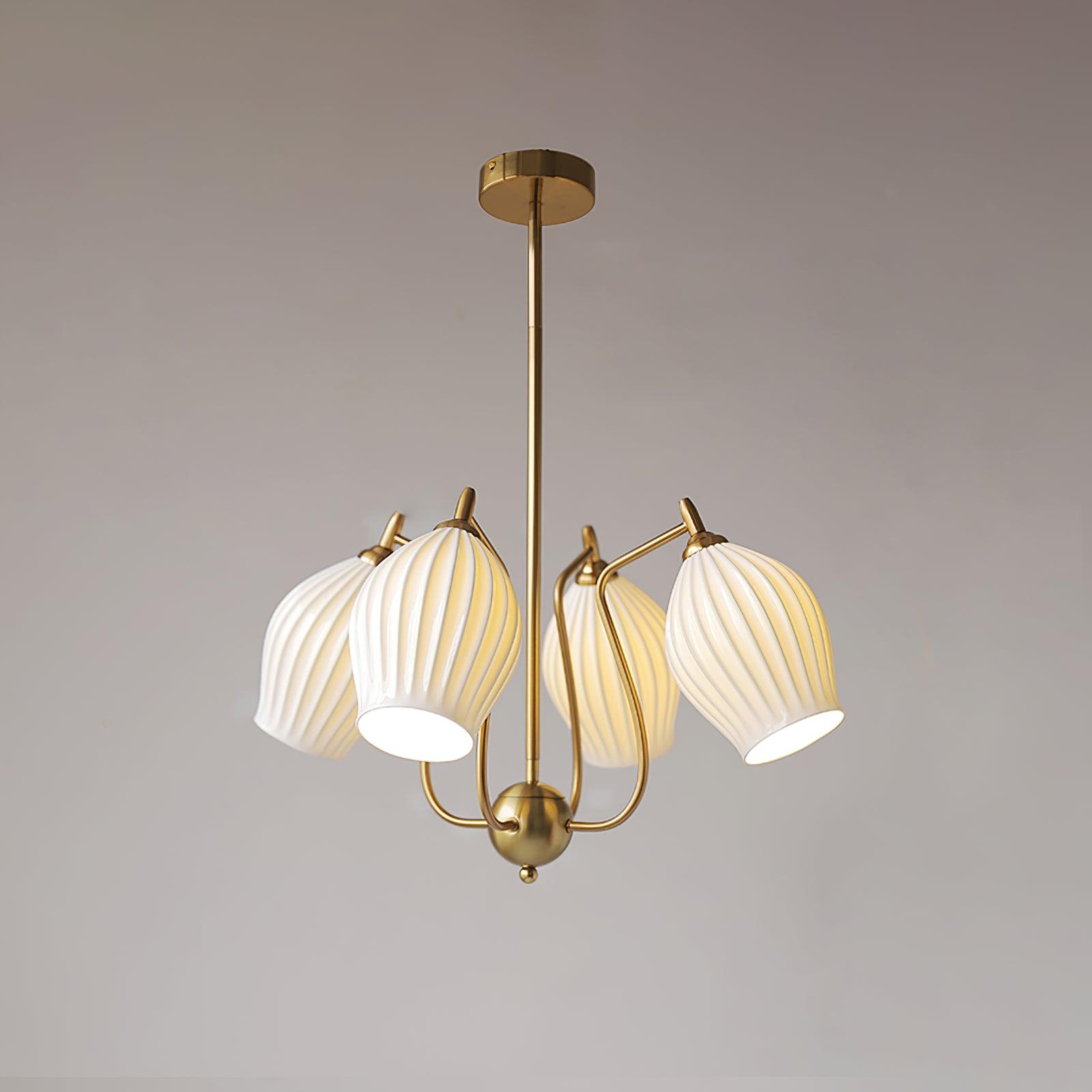 Ceramic Ribbed Chandelier - Blowlighting