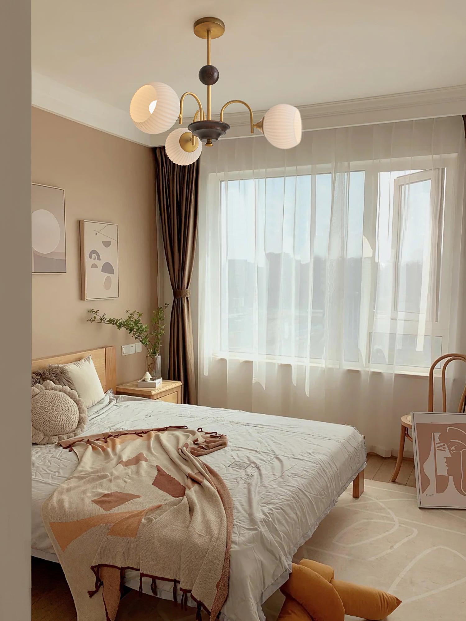 Sculptural Glass Ribbed Chandelier - Blowlighting