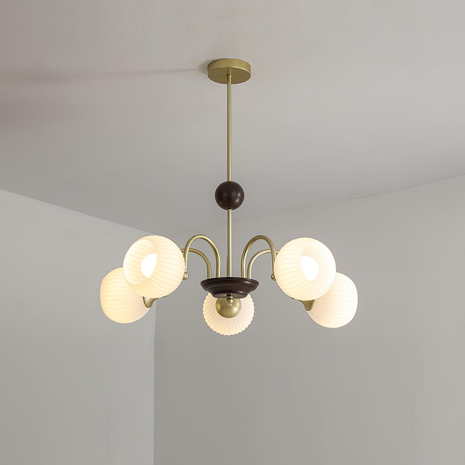 Sculptural Glass Ribbed Chandelier - Blowlighting
