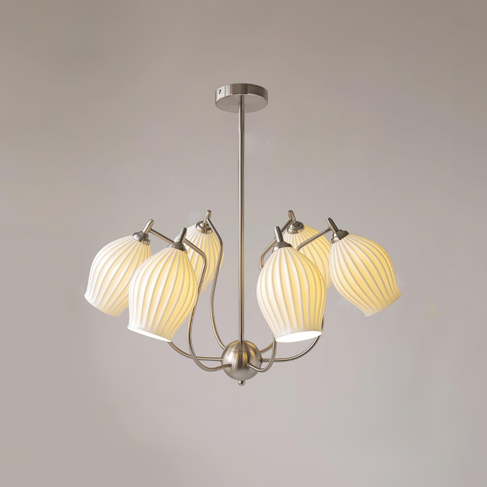 Ceramic Ribbed Chandelier - Blowlighting