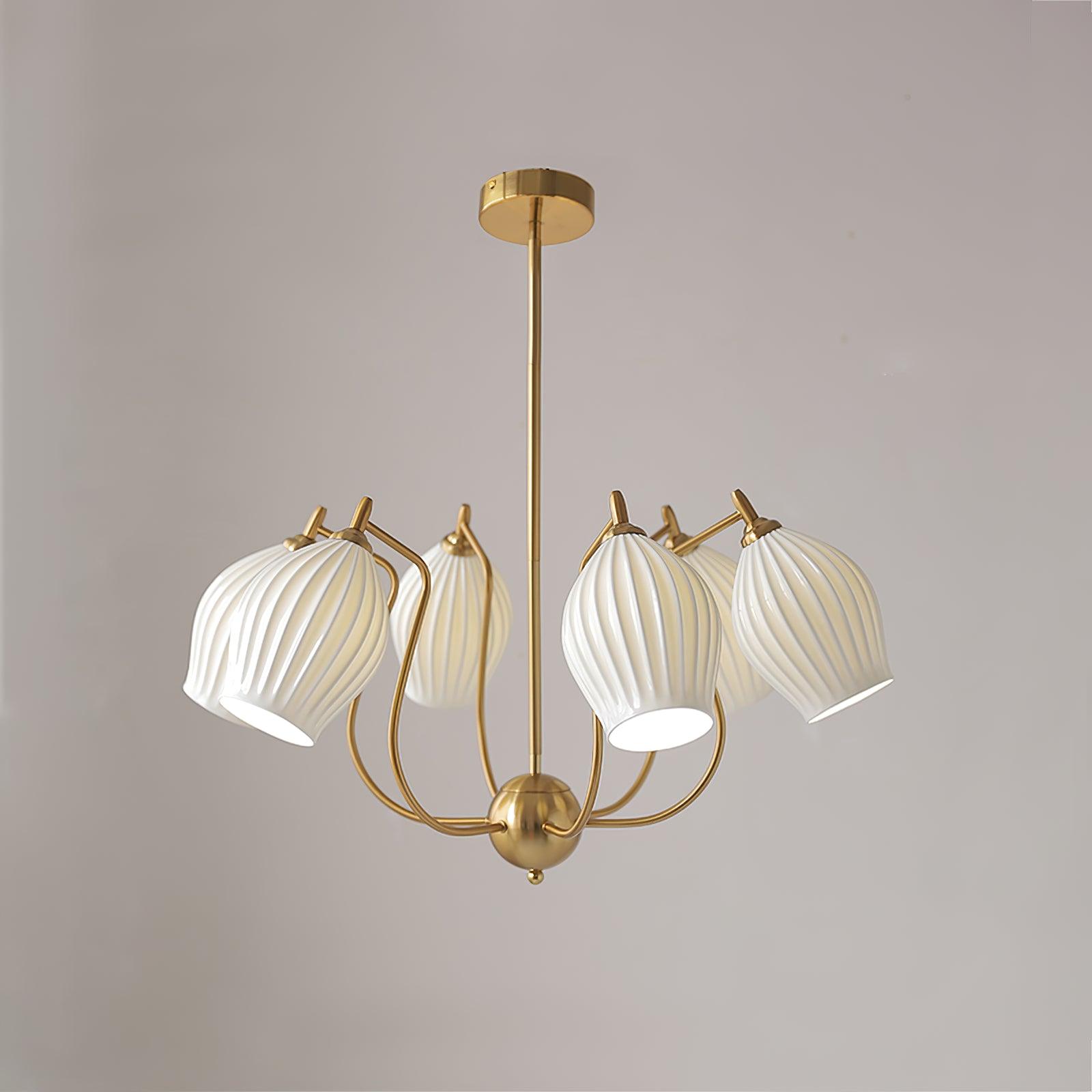 Ceramic Ribbed Chandelier - Blowlighting