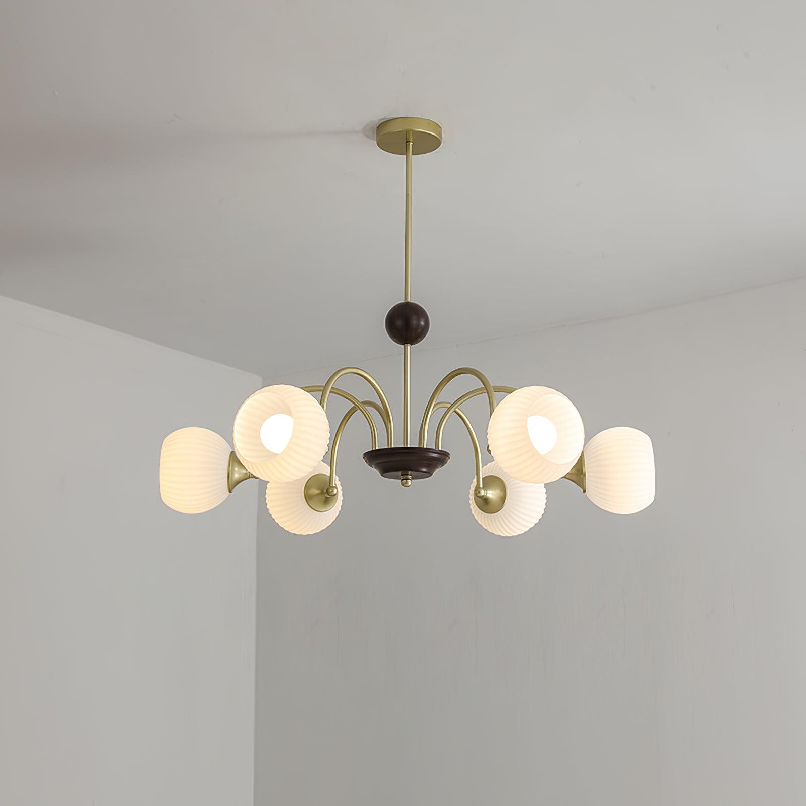 Sculptural Glass Ribbed Chandelier - Blowlighting