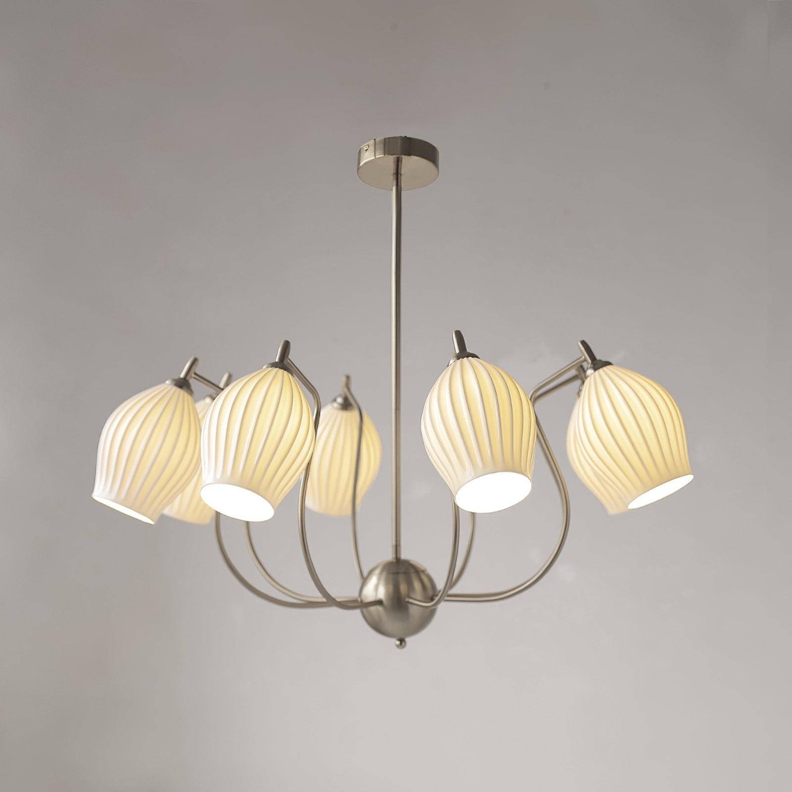 Ceramic Ribbed Chandelier - Blowlighting