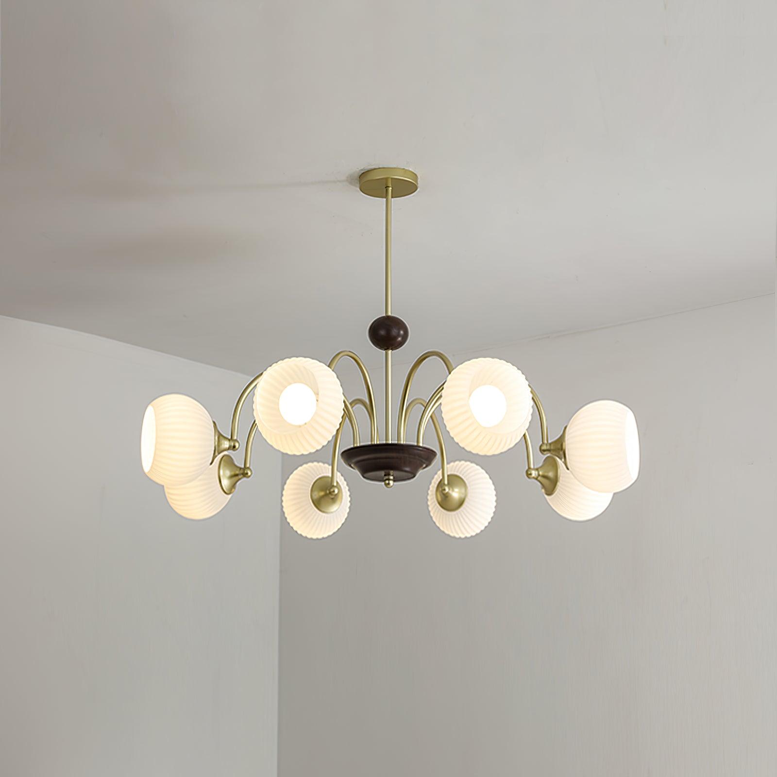Sculptural Glass Ribbed Chandelier - Blowlighting