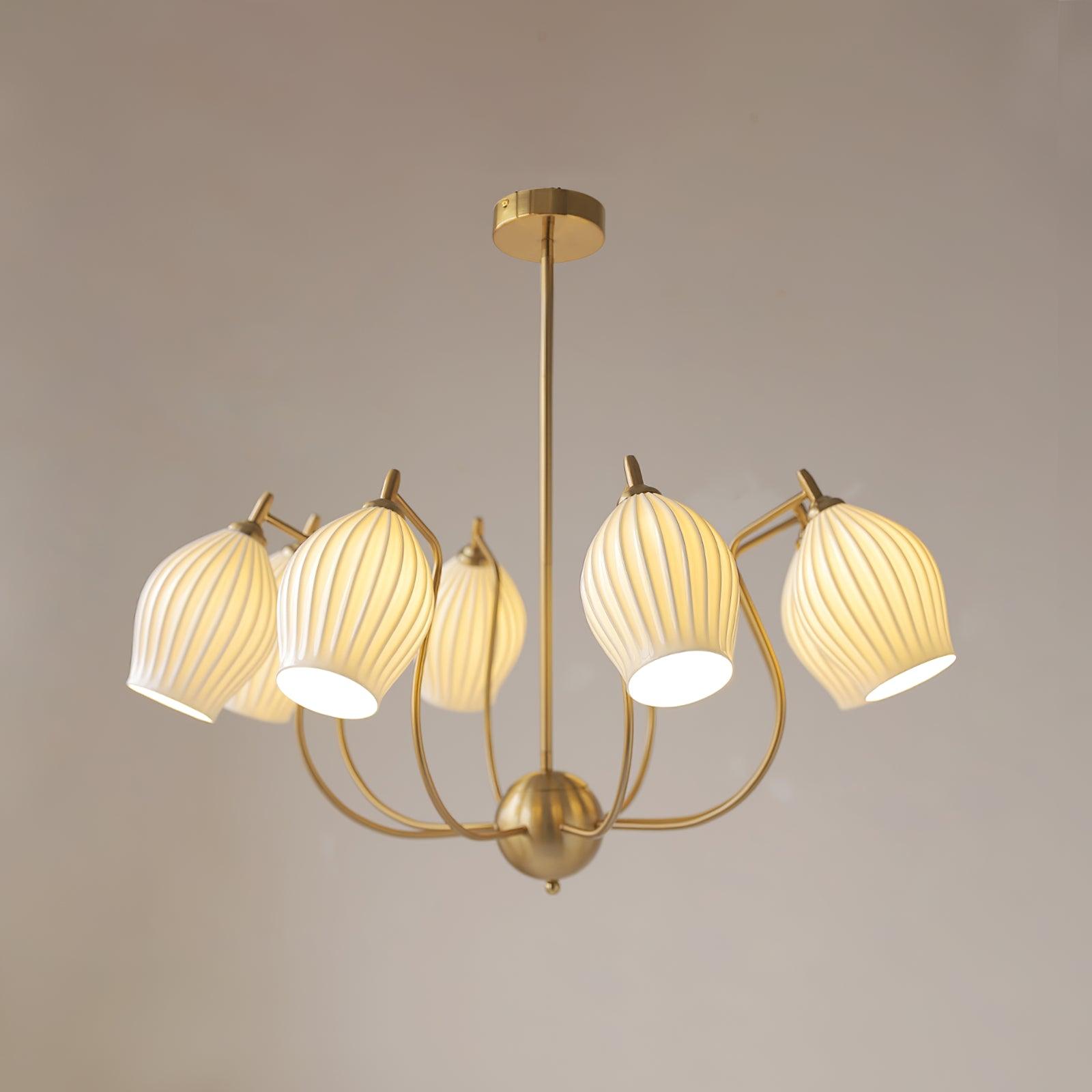 Ceramic Ribbed Chandelier - Blowlighting