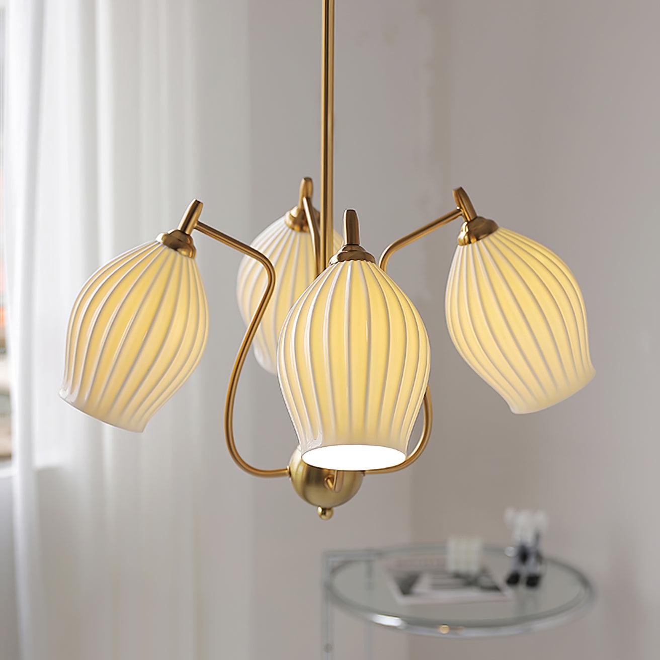 Ceramic Ribbed Chandelier - Blowlighting