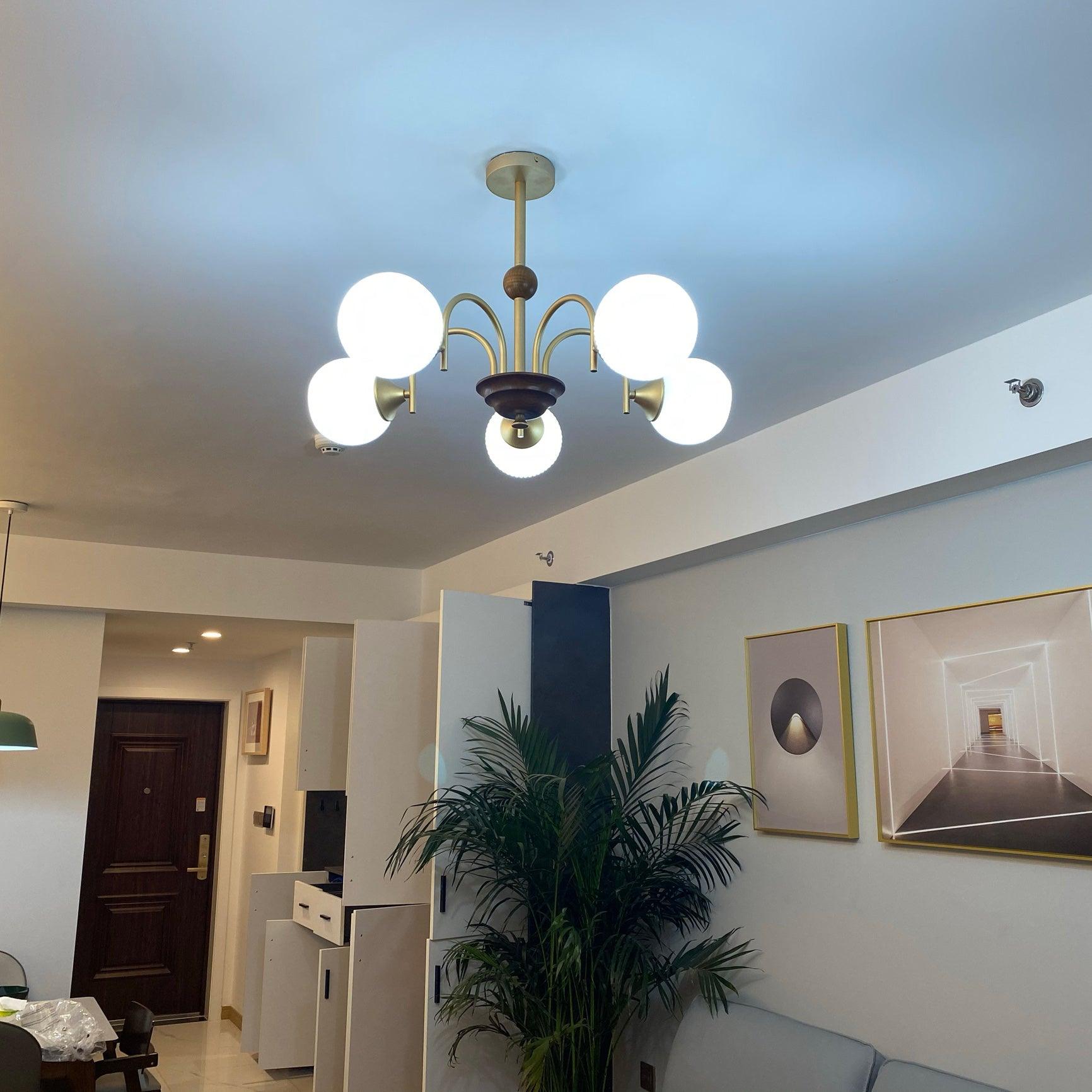 Sculptural Glass Ribbed Chandelier - Blowlighting