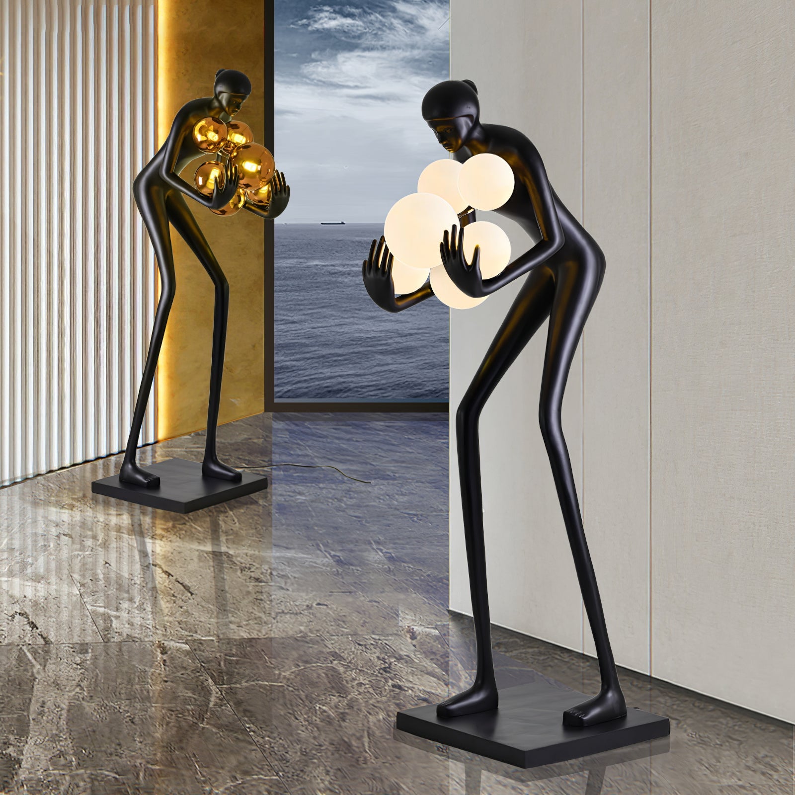 Cradle Sculptural Metal Floor Lamp - Blowlighting