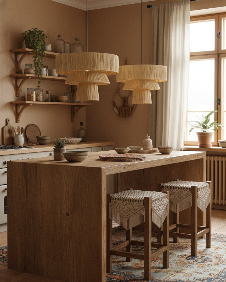 Serapha Tier Organic Raffia Pendant Light