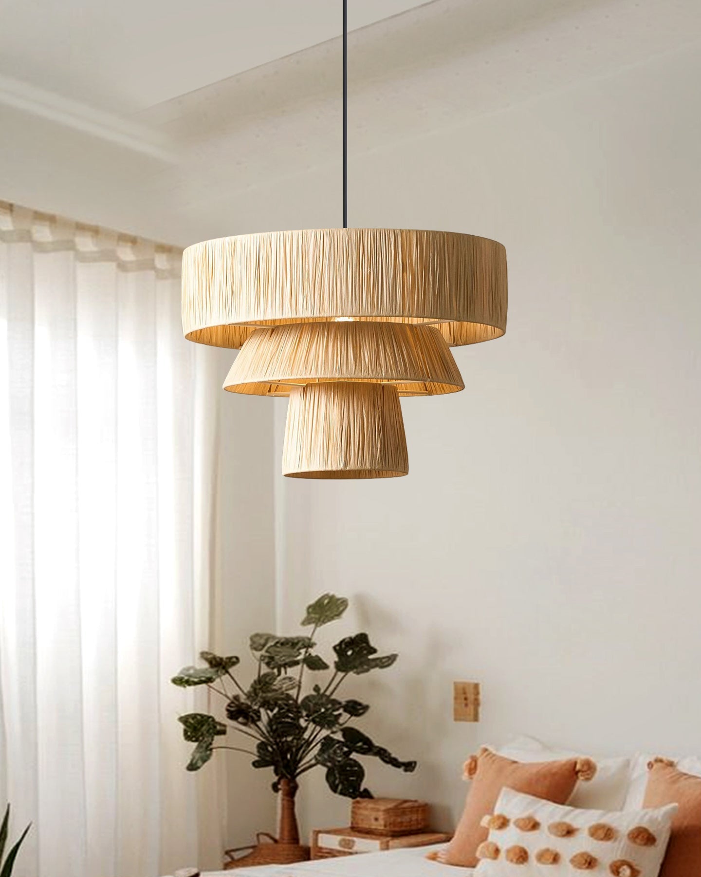 Serapha Tier Organic Raffia Pendant Light
