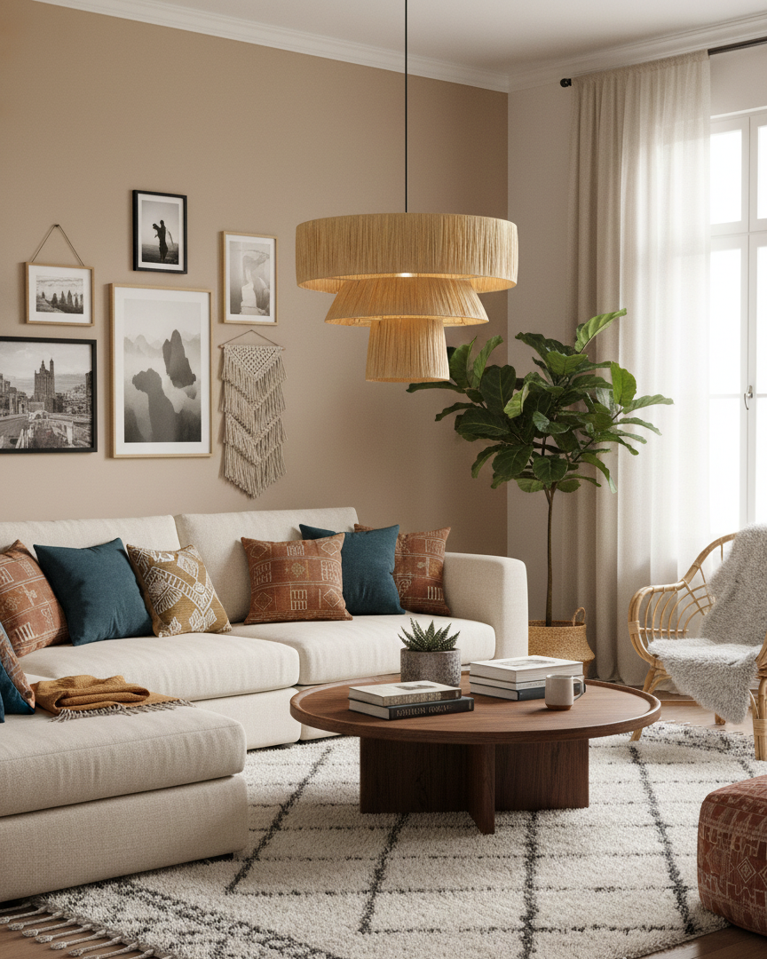 Serapha Tier Organic Raffia Pendant Light