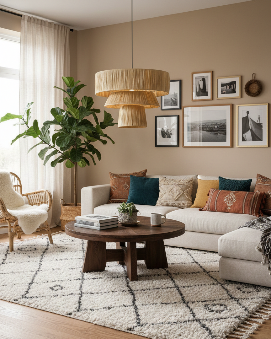 Serapha Tier Organic Raffia Pendant Light