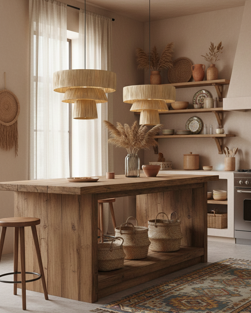 Serapha Tier Organic Raffia Pendant Light