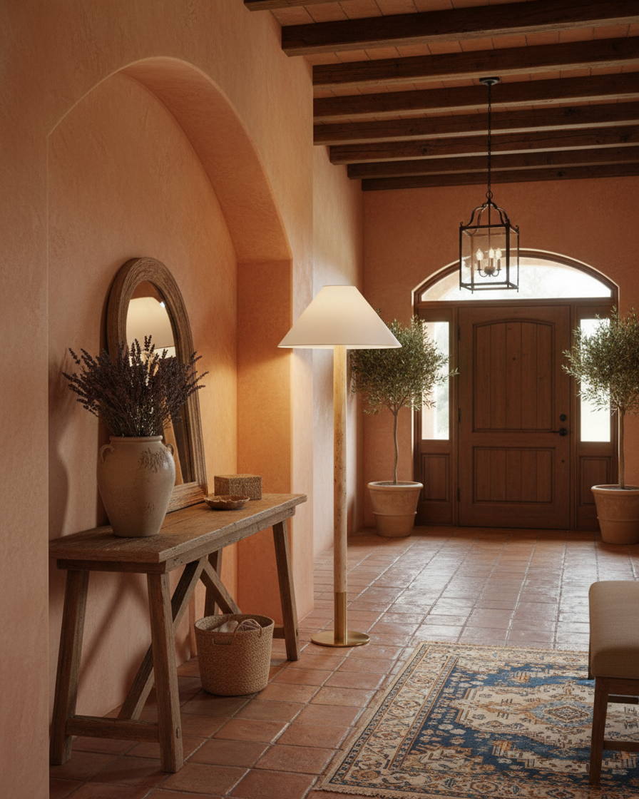 Apex Simple Travertine Floor Lamp