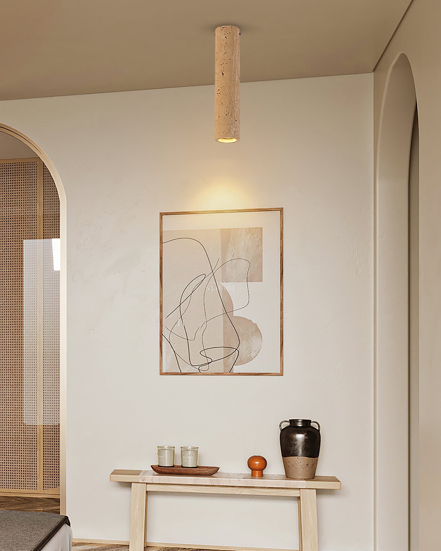 Shura Minimalist Travertine Ceiling Light