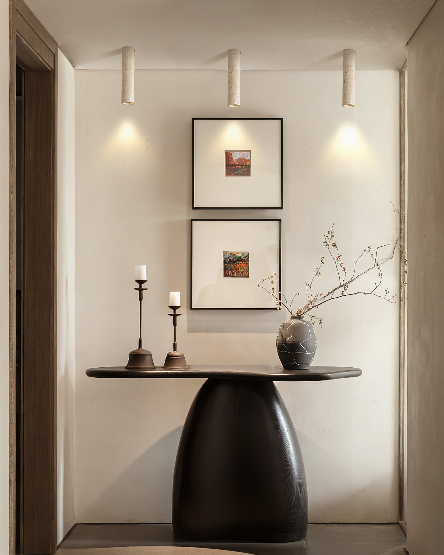 Shura Minimalist Travertine Ceiling Light