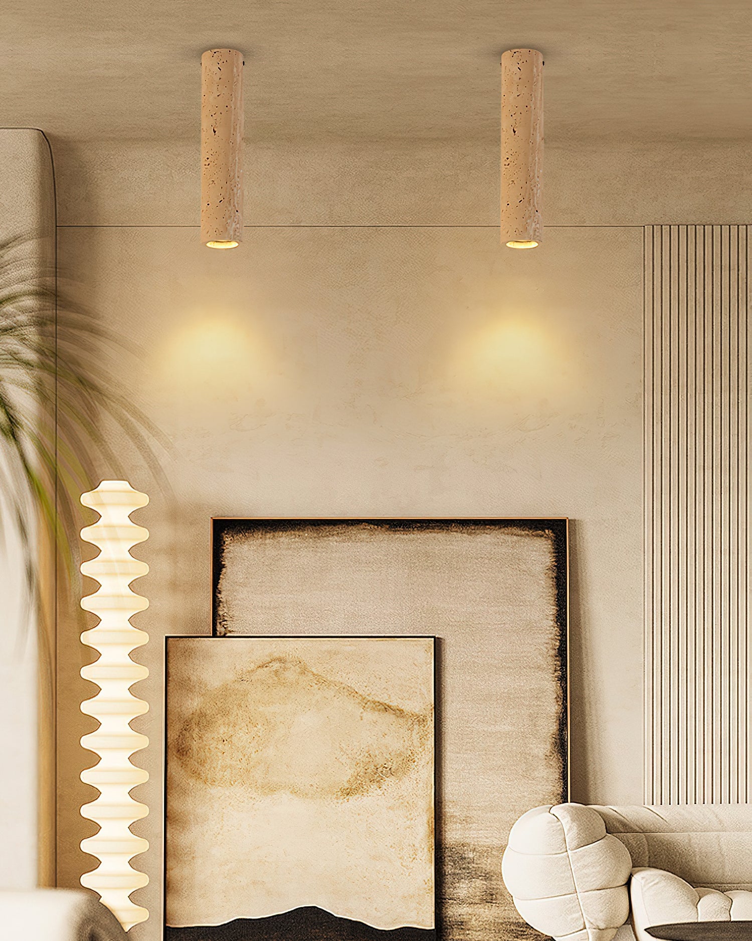 Shura Minimalist Travertine Ceiling Light