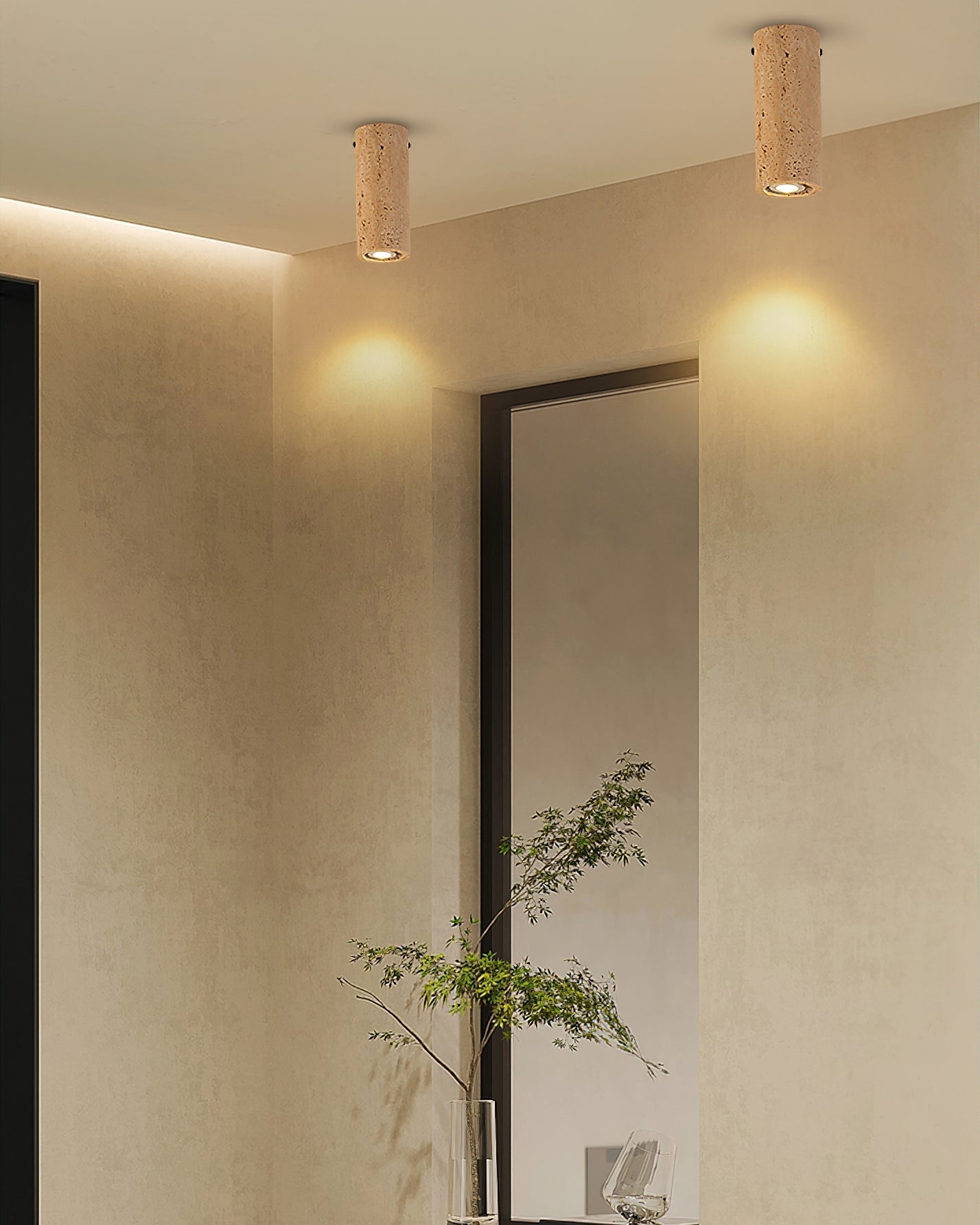 Shura Minimalist Travertine Ceiling Light