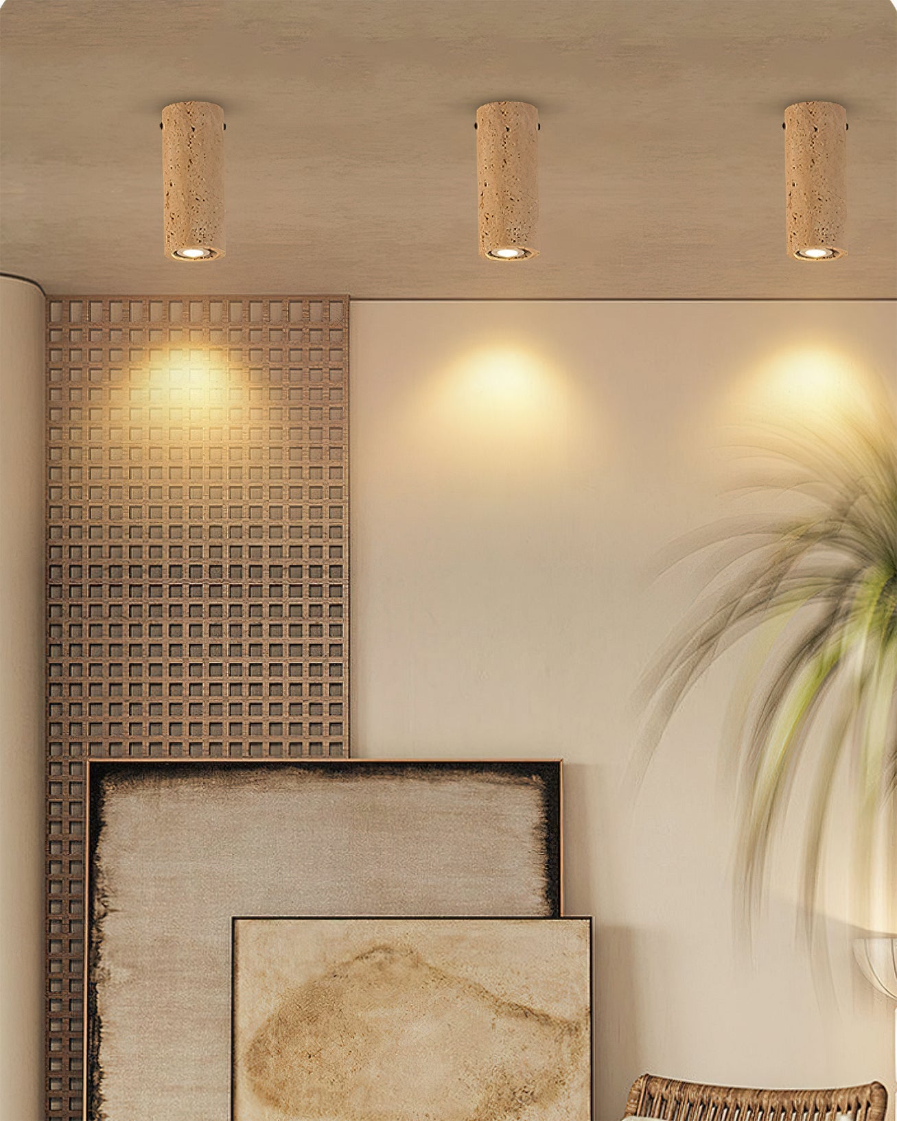 Shura Minimalist Travertine Ceiling Light