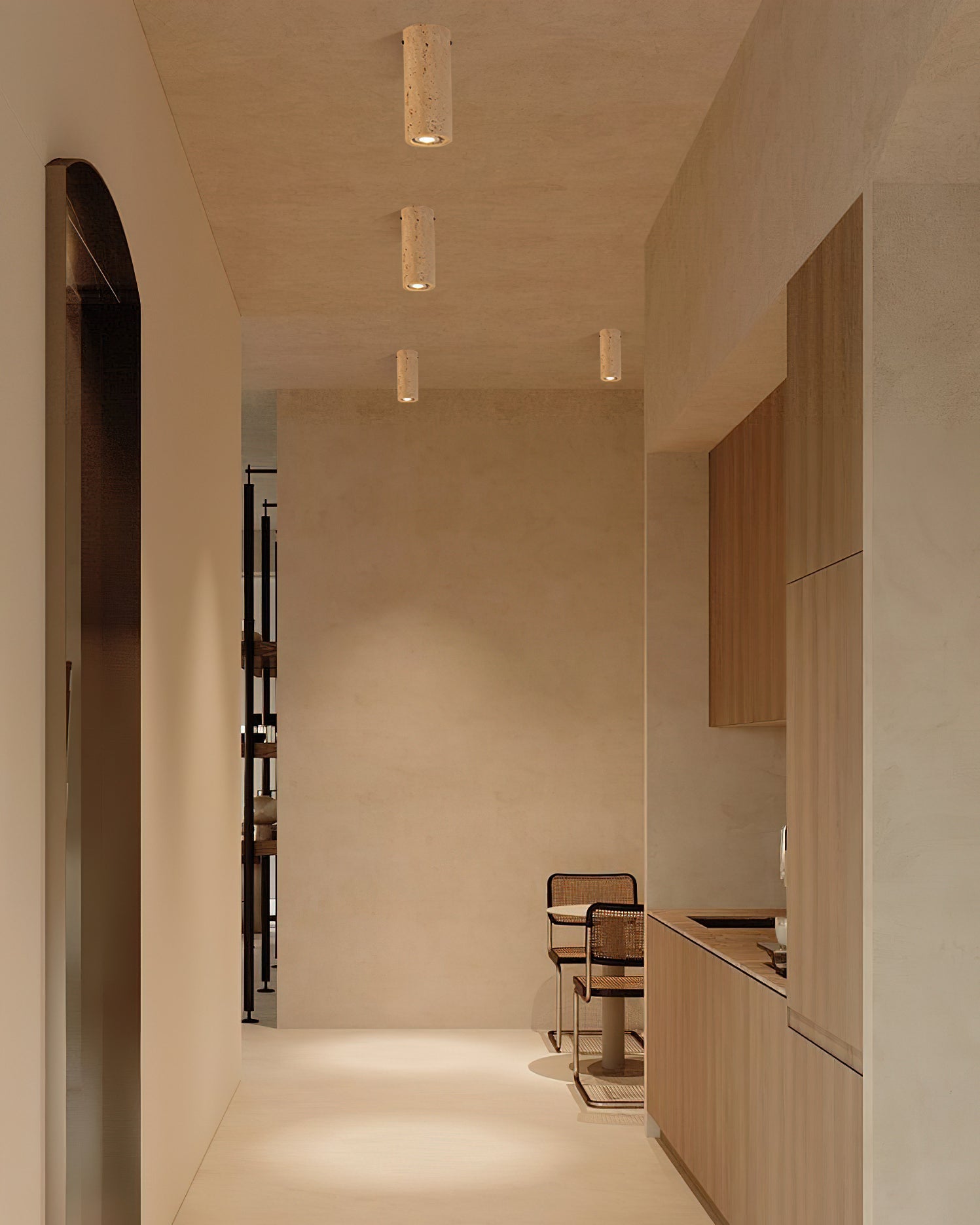Shura Minimalist Travertine Ceiling Light