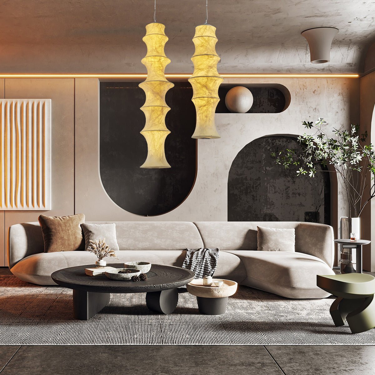 Elraeor Layered Mulberry Silk Pendant Light - Blowlighting