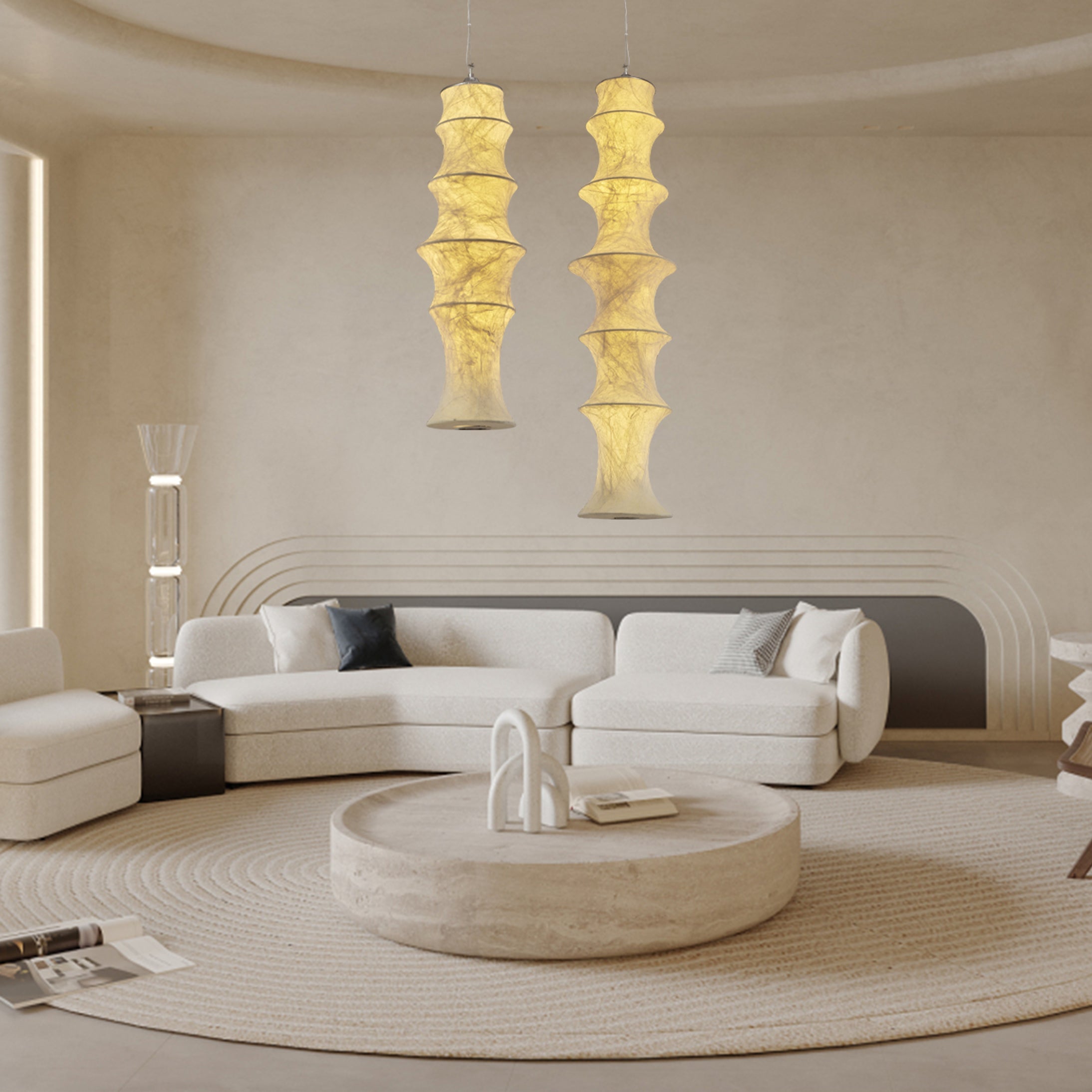 Elraeor Layered Mulberry Silk Pendant Light - Blowlighting