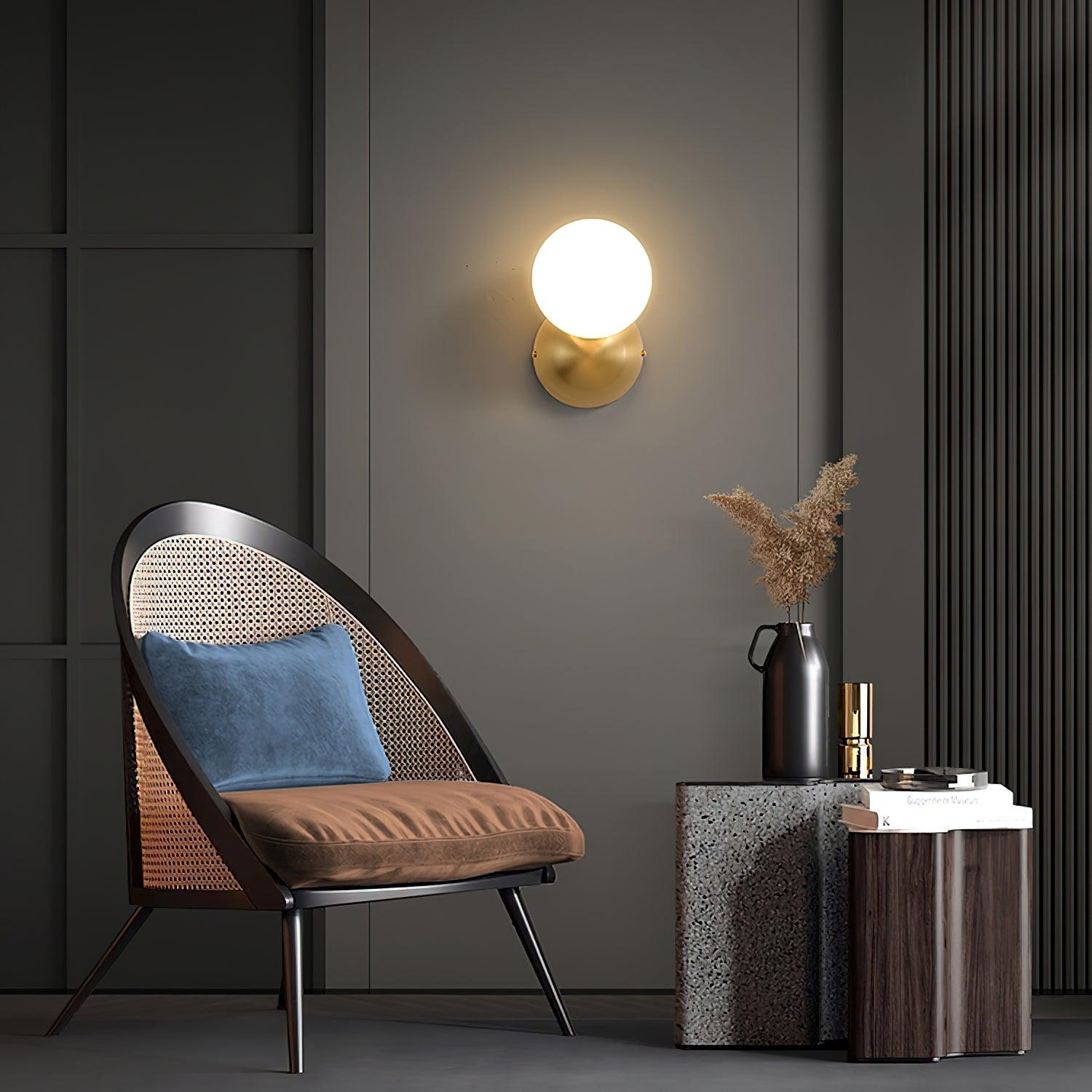 Lysola Sphere Glass Brass Wall Light - Blowlighting