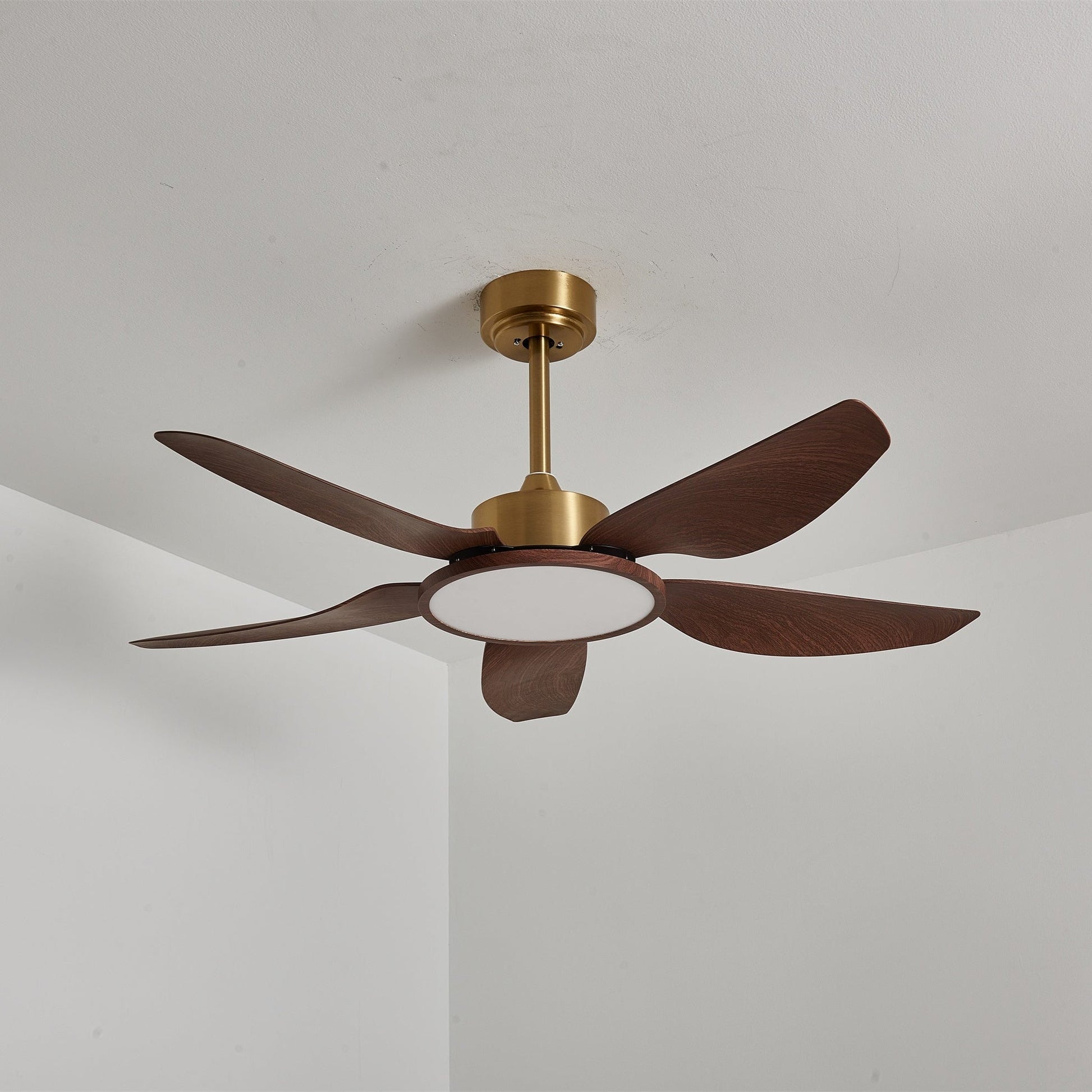 Aurelia Modern Wood Brass Ceiling Fan Light - Blowlighting