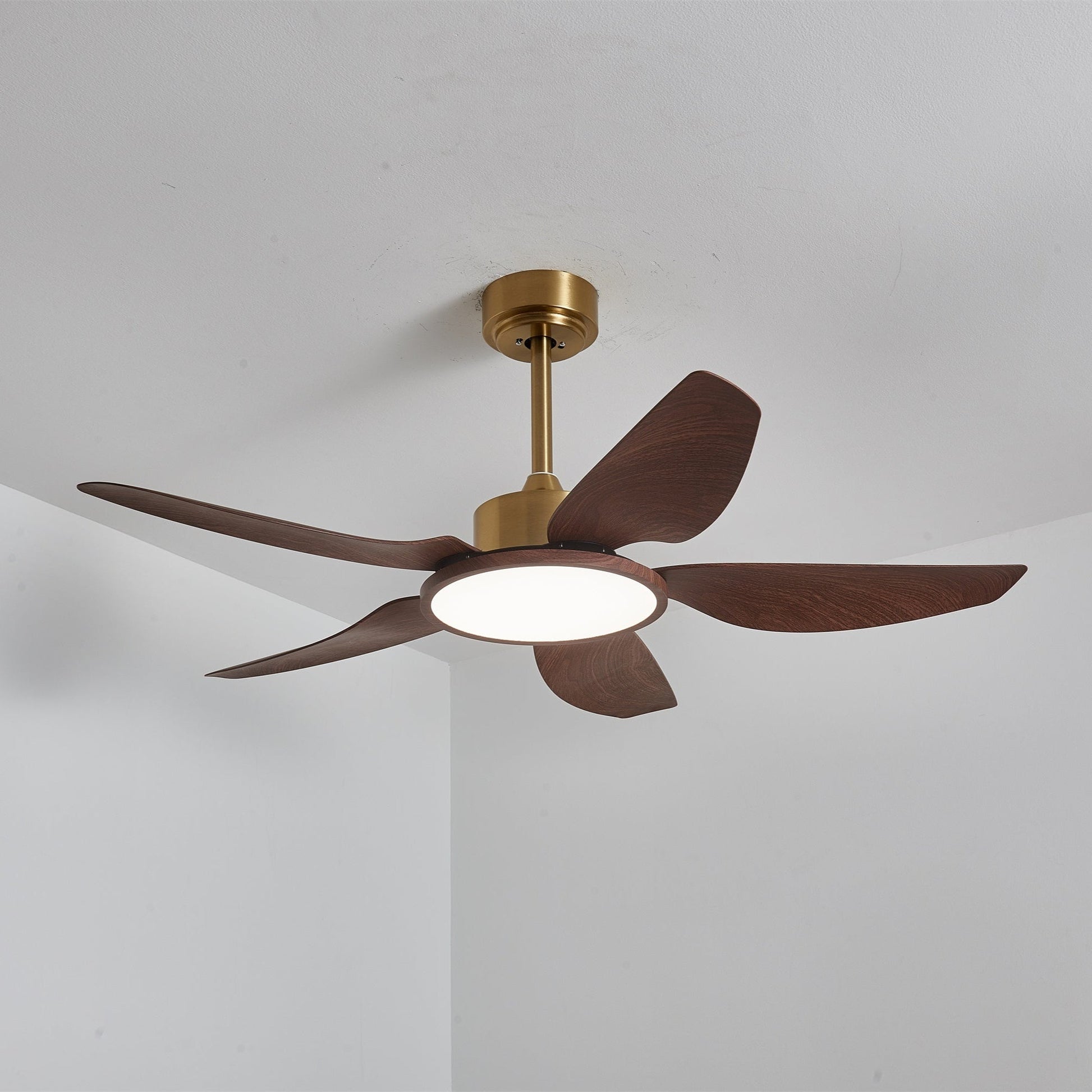 Aurelia Modern Wood Brass Ceiling Fan Light - Blowlighting