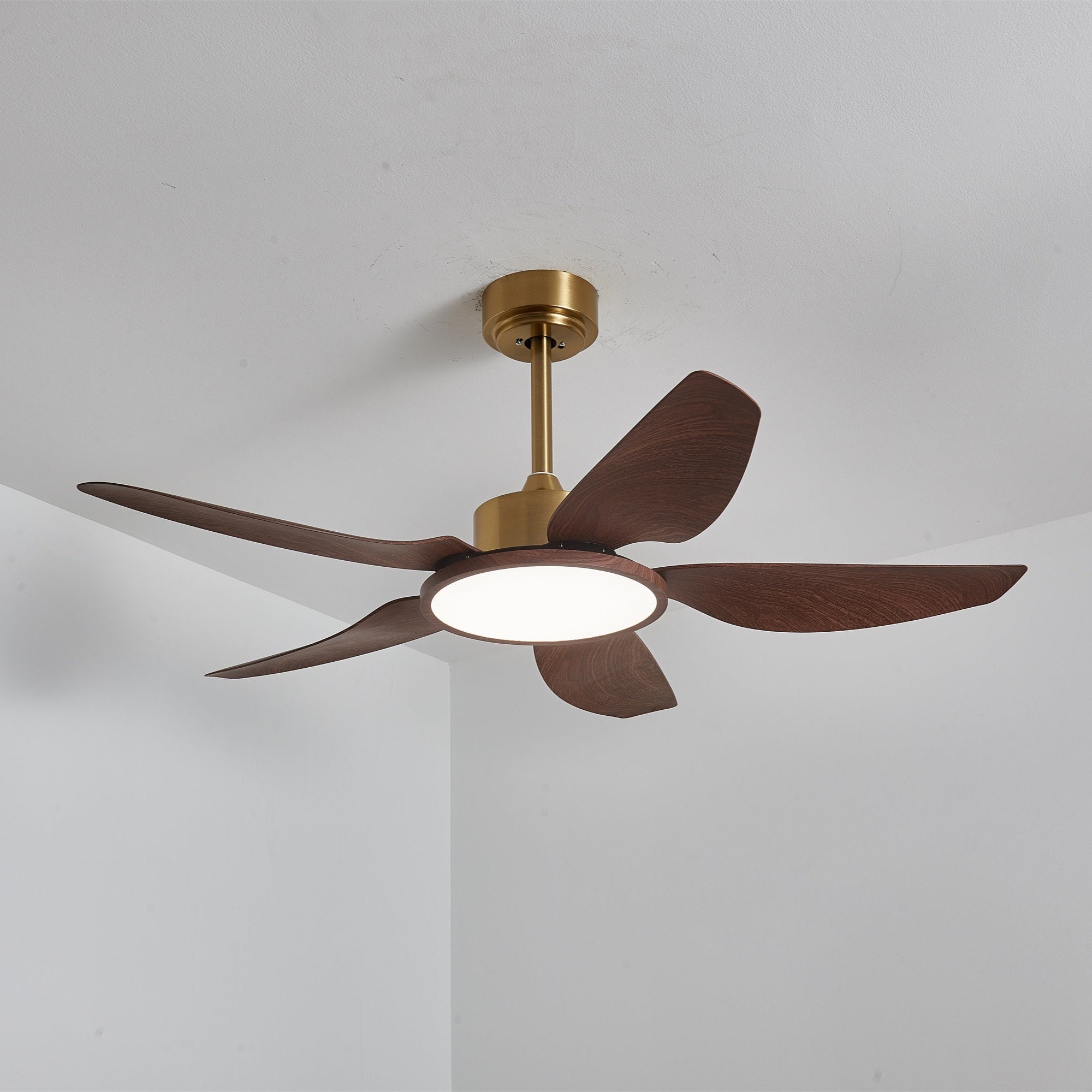 Aurelia Modern Wood Brass Ceiling Fan Light - Blowlighting