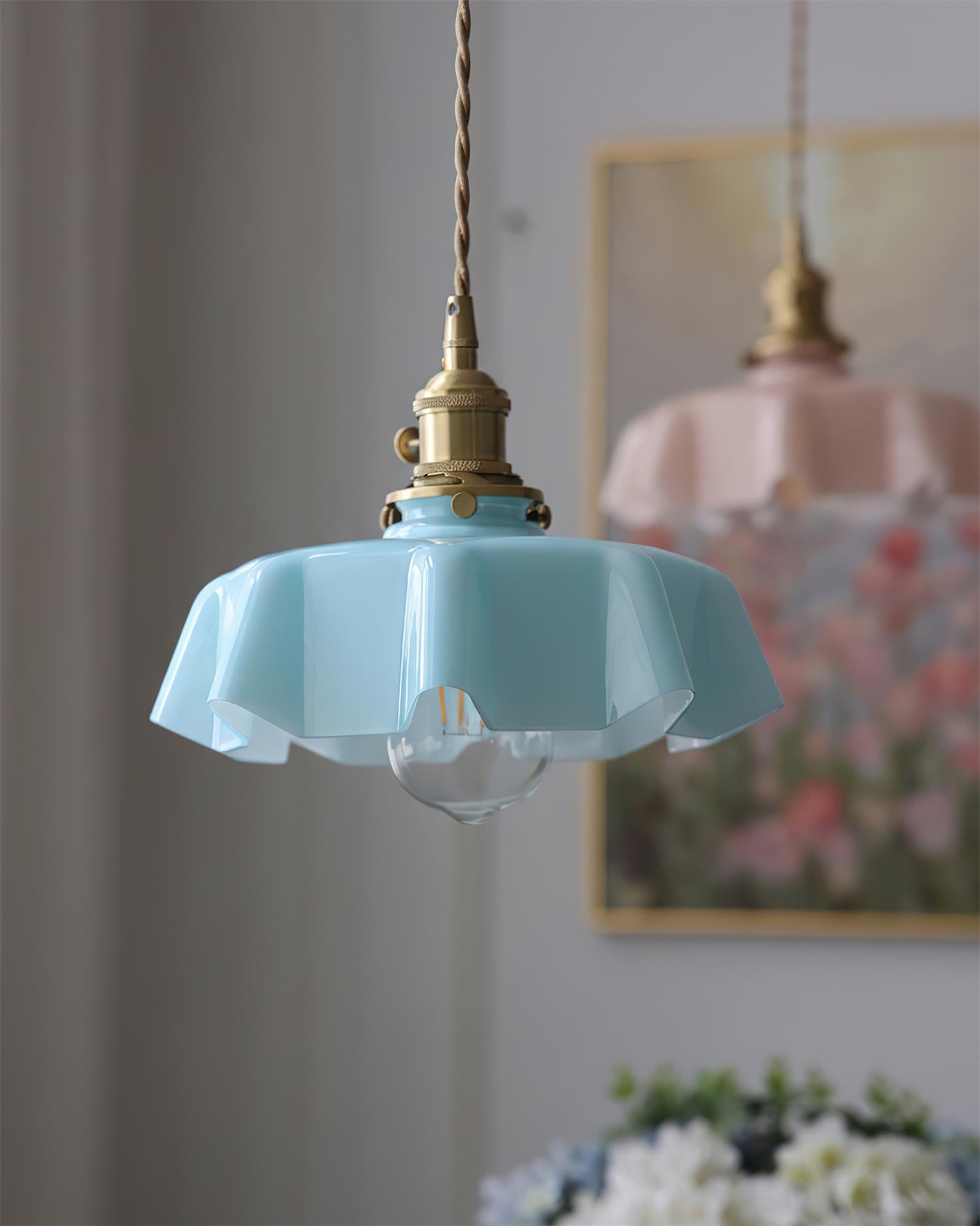 Skirted Modern Glass Ripple Pendant Light