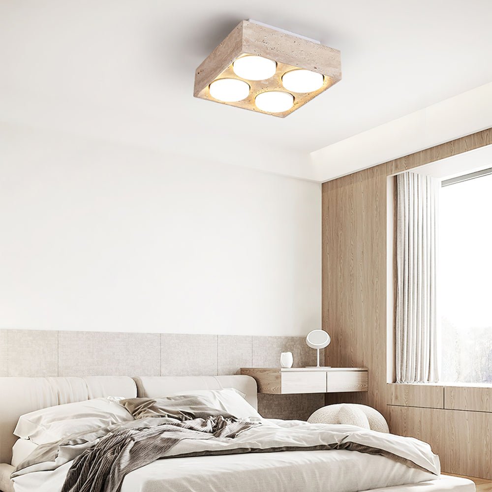 Virinira Quad-Spot Travertine Ceiling Light - Blowlighting