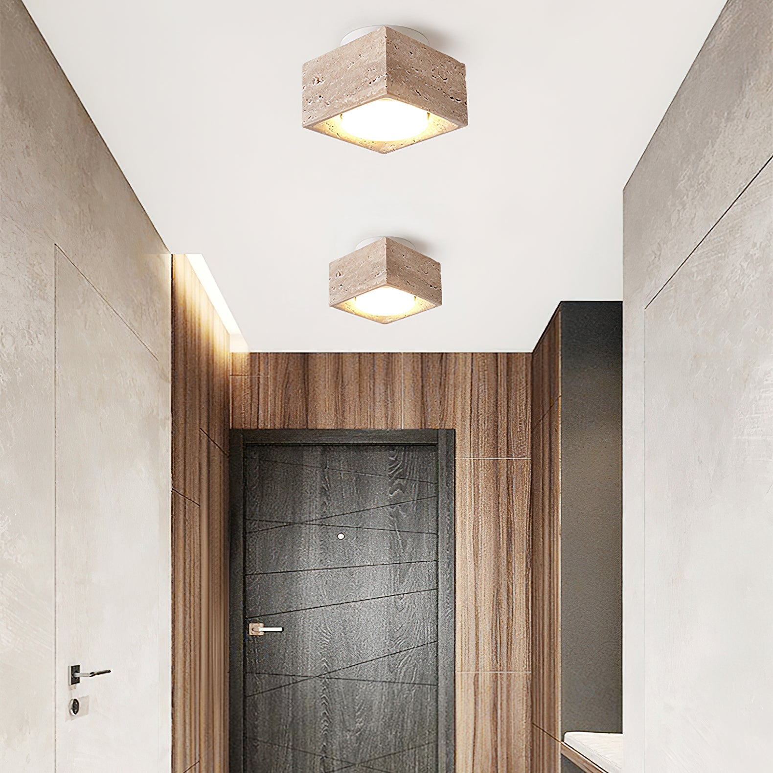 Virinira Quad-Spot Travertine Ceiling Light - Blowlighting