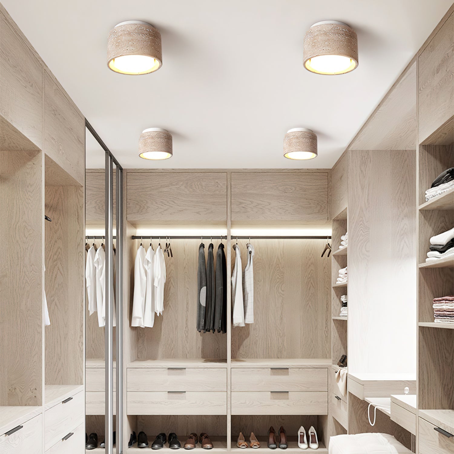 Virinira Quad-Spot Travertine Ceiling Light - Blowlighting