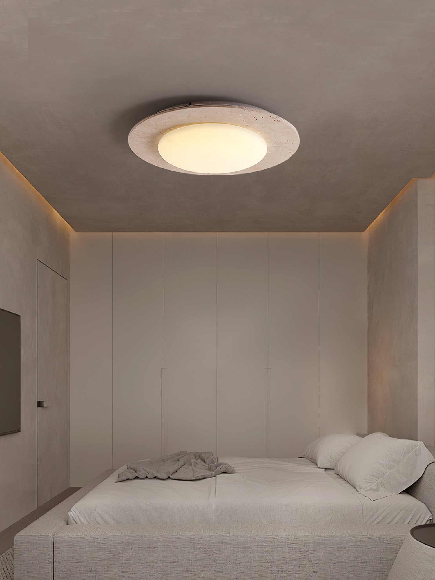 Arsoror Flush-Mount Travertine Ceiling Light - Blowlighting