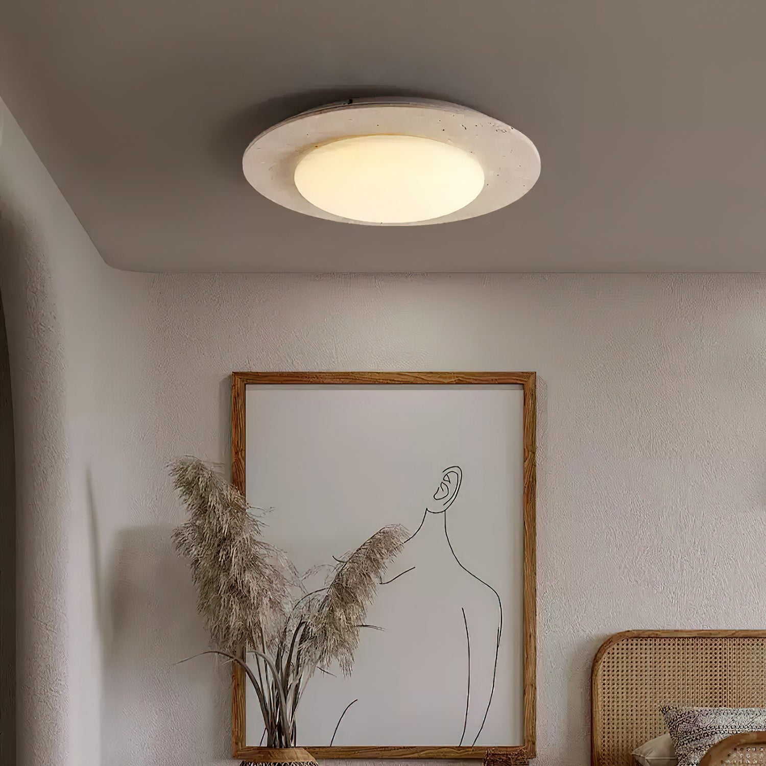 Arsoror Flush-Mount Travertine Ceiling Light - Blowlighting