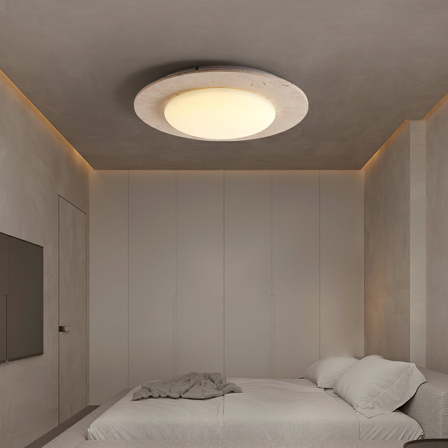 Arsoror Flush-Mount Travertine Ceiling Light - Blowlighting