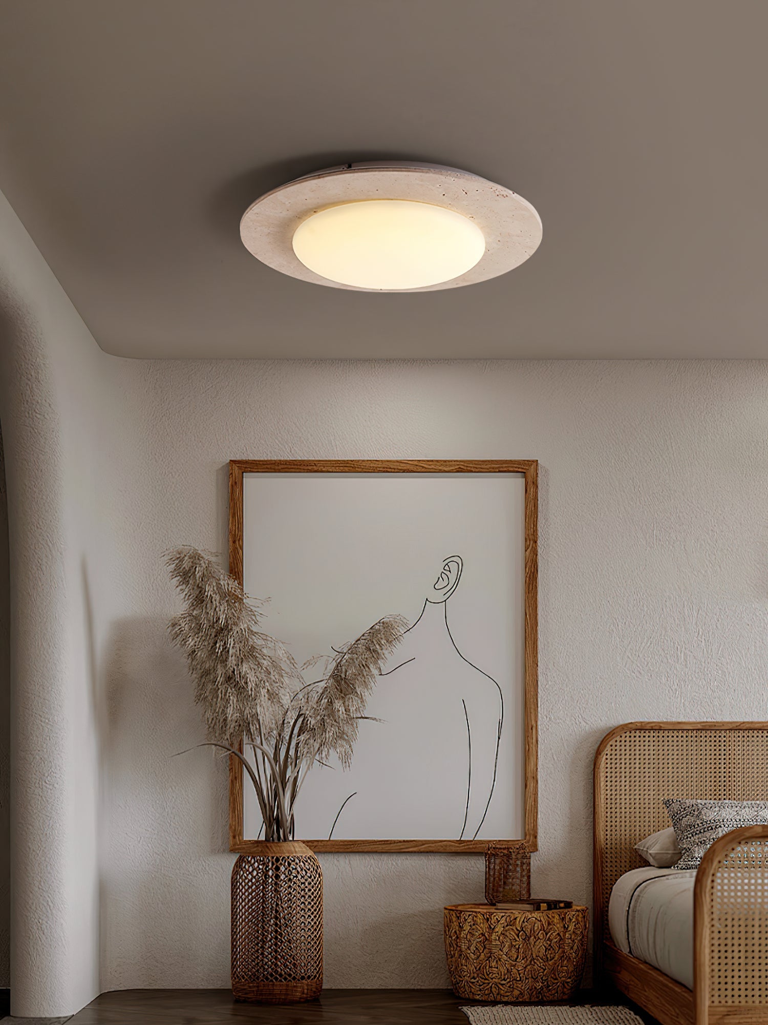 Arsoror Flush-Mount Travertine Ceiling Light - Blowlighting
