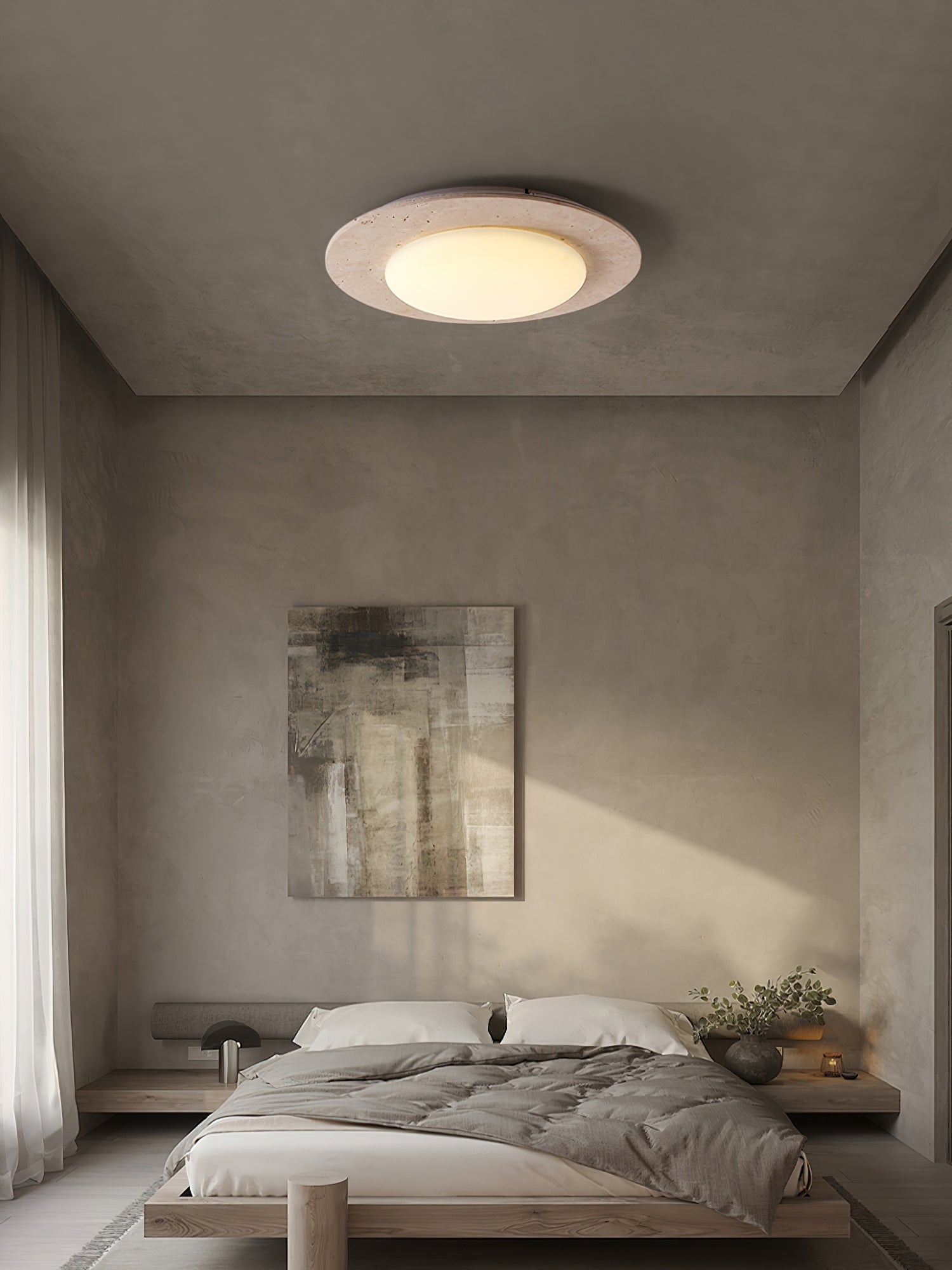 Arsoror Flush-Mount Travertine Ceiling Light - Blowlighting