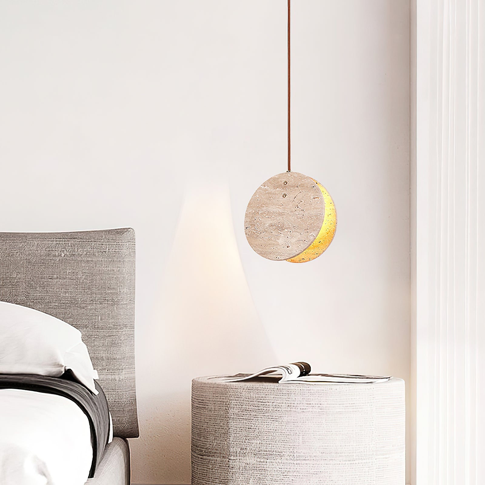 Lunarae Crescent Travertine Pendant Light - Blowlighting