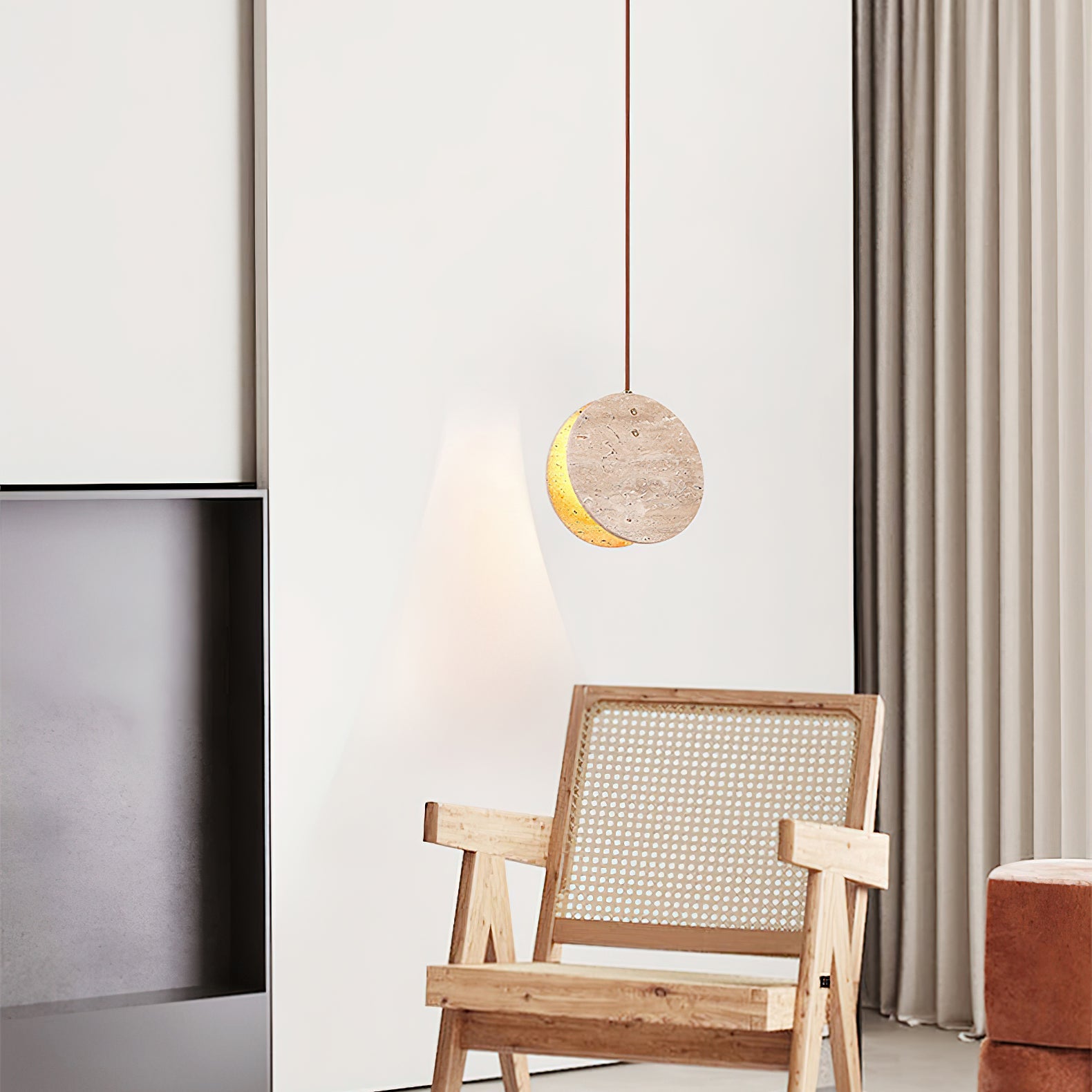 Lunarae Crescent Travertine Pendant Light - Blowlighting