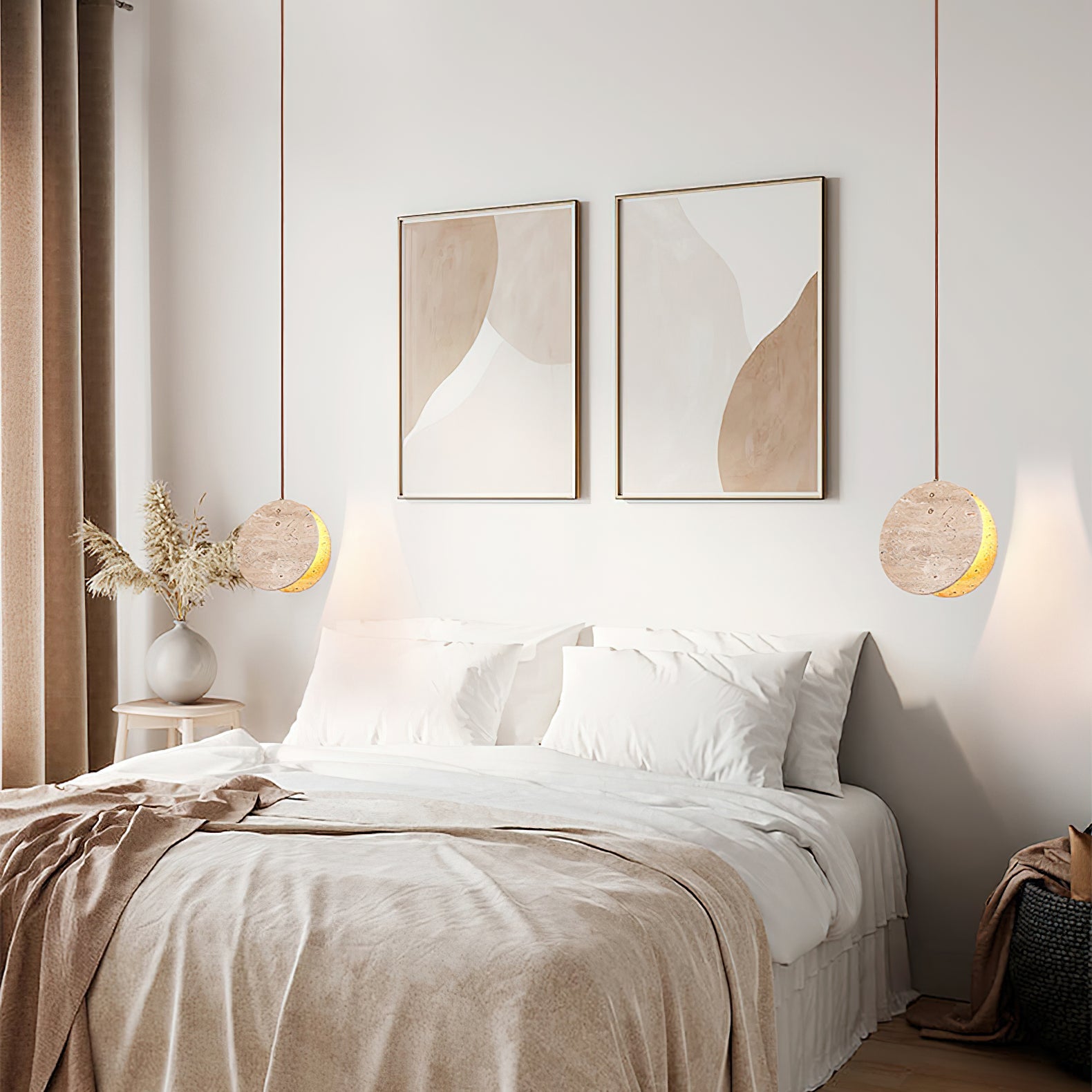 Lunarae Crescent Travertine Pendant Light - Blowlighting