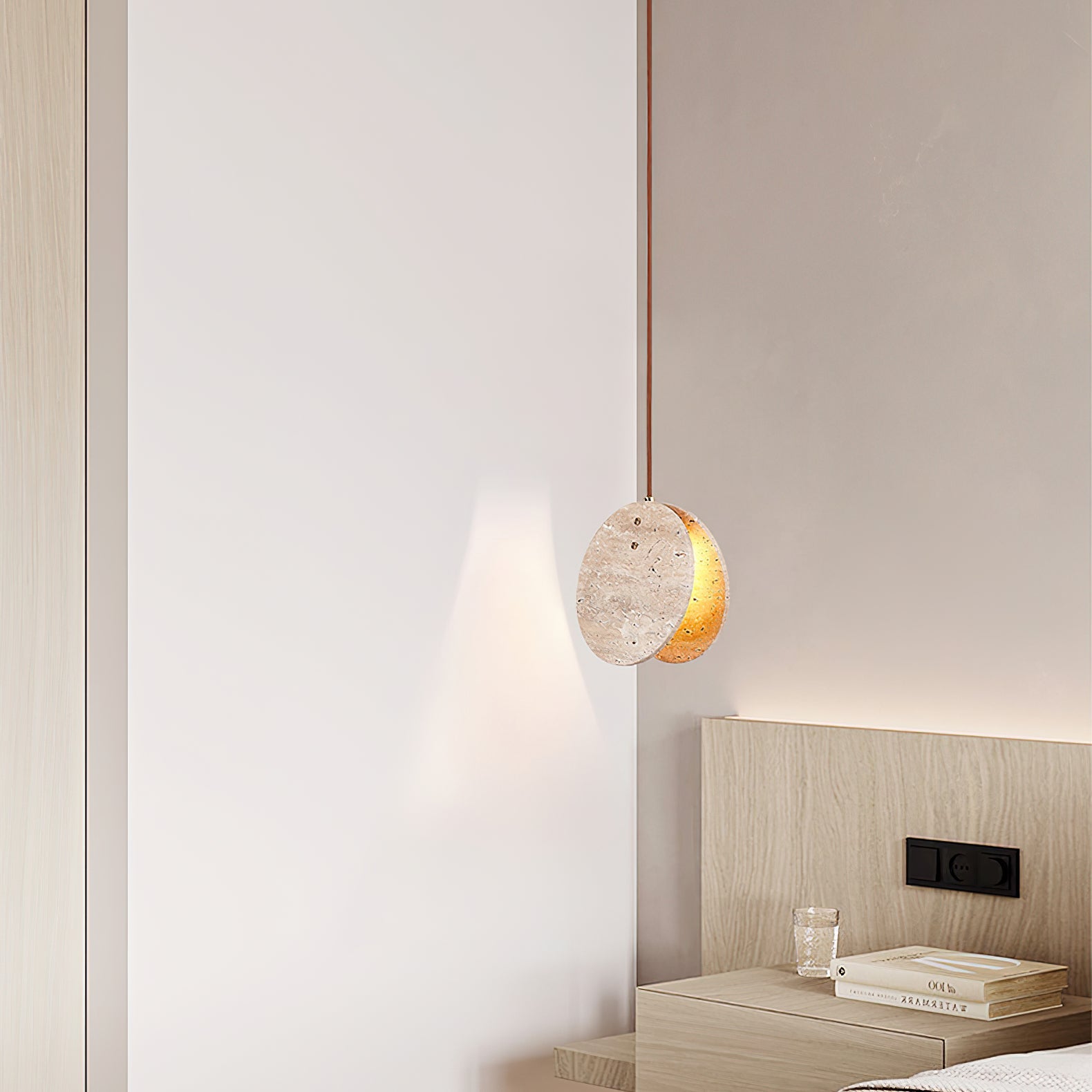 Lunarae Crescent Travertine Pendant Light - Blowlighting