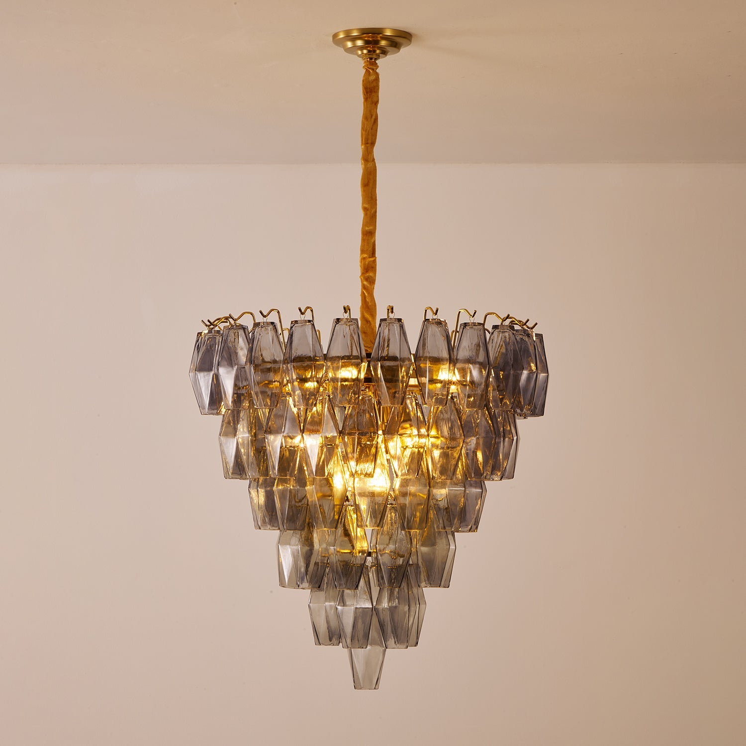 Aurora Chandelier Smoke Gray Inverted Crystal Prism - Blowlighting