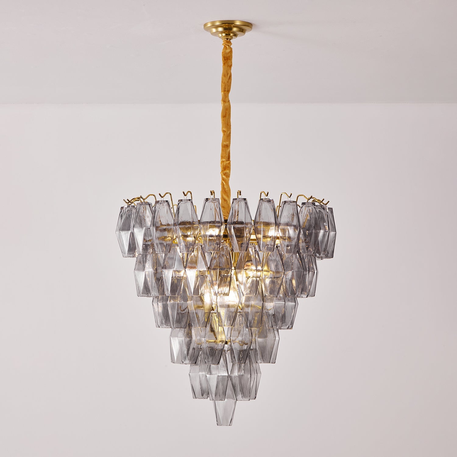 Aurora Chandelier Smoke Gray Inverted Crystal Prism - Blowlighting
