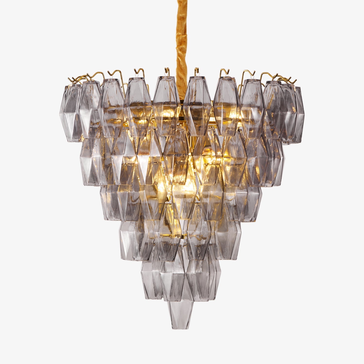 Aurora Chandelier Smoke Gray Inverted Crystal Prism - Blowlighting