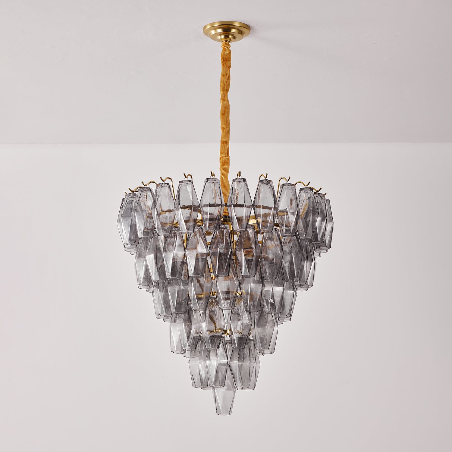 Aurora Chandelier Smoke Gray Inverted Crystal Prism - Blowlighting