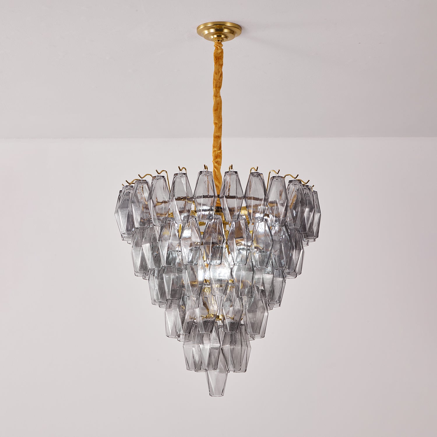Aurora Chandelier Smoke Gray Inverted Crystal Prism - Blowlighting